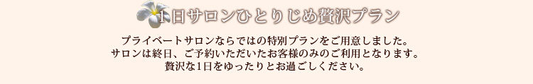 1日サロン独り占め贅沢プラン